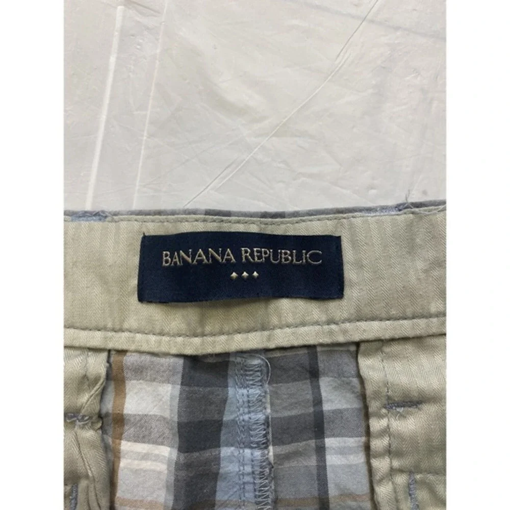 Banana‎ Republic Men's Flat Front 100% Cotton Blue Plaid Shorts 36